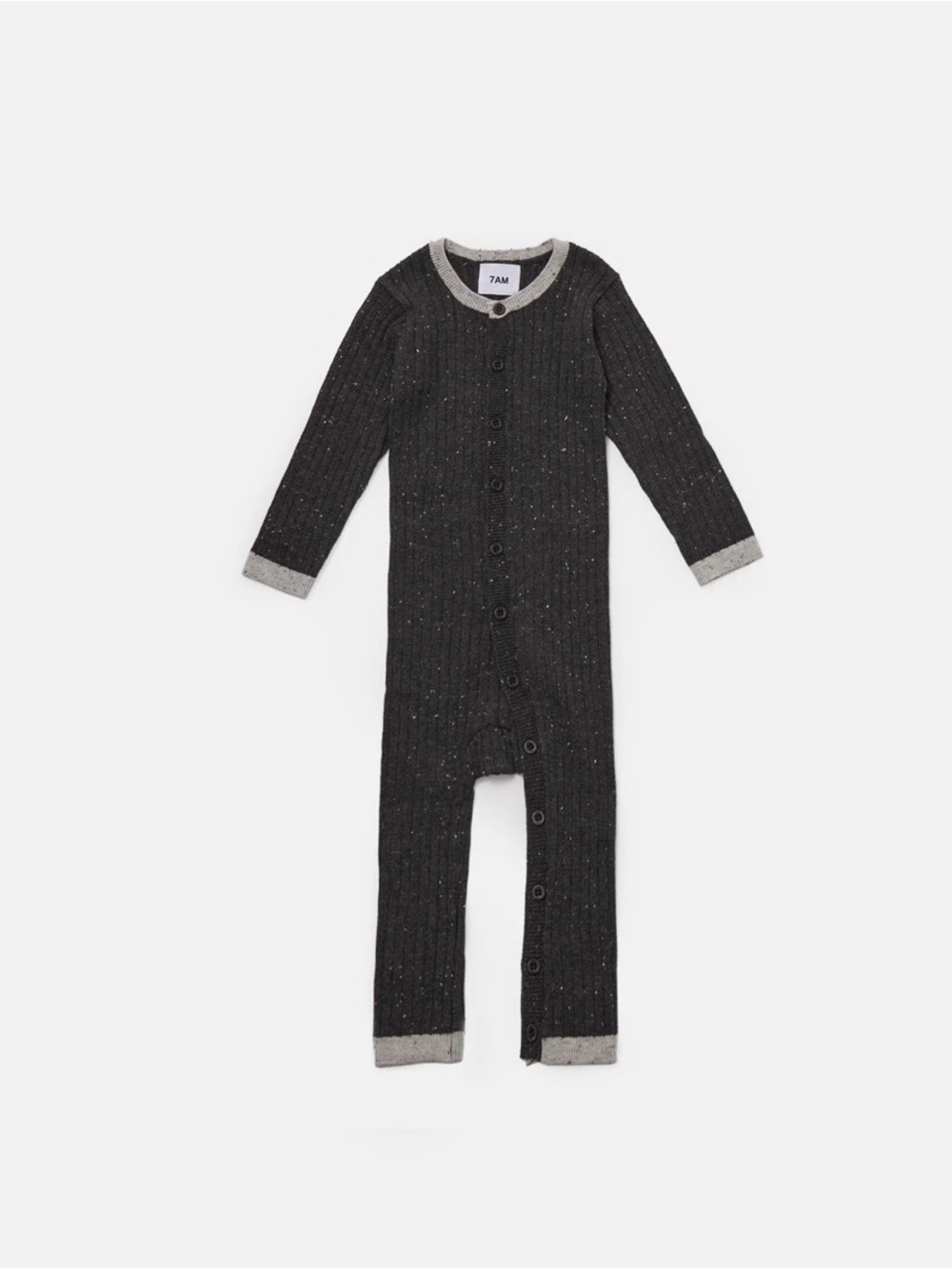 NWT 7AM Enfant LONG SLEEVE JUMPSUIT NO FOOTIE - HUG ME Black Melange 9-12 mo